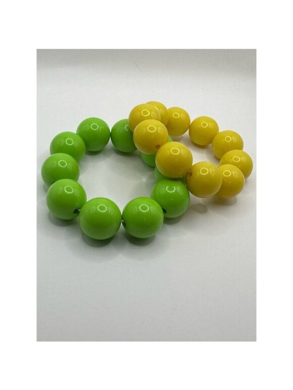Y2K Lime Green Yellow Chunky Bubblegum Bead Stretchy Statement Bracelet Retro